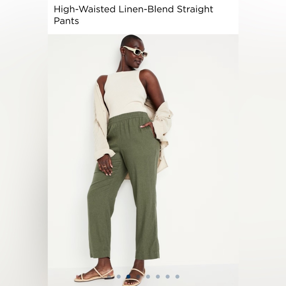 Old navy straight wide leg linen olive pants. New with tags size small
